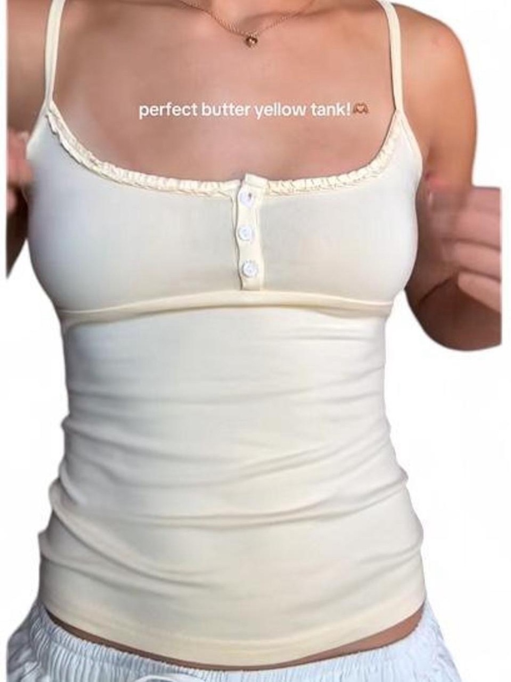 Edikted Butter Yellow Tank Top with Button Front